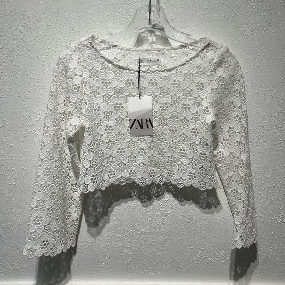 Zara Other - ZARA Kids Cropped Crochet Long Sleeve Top Size 9
